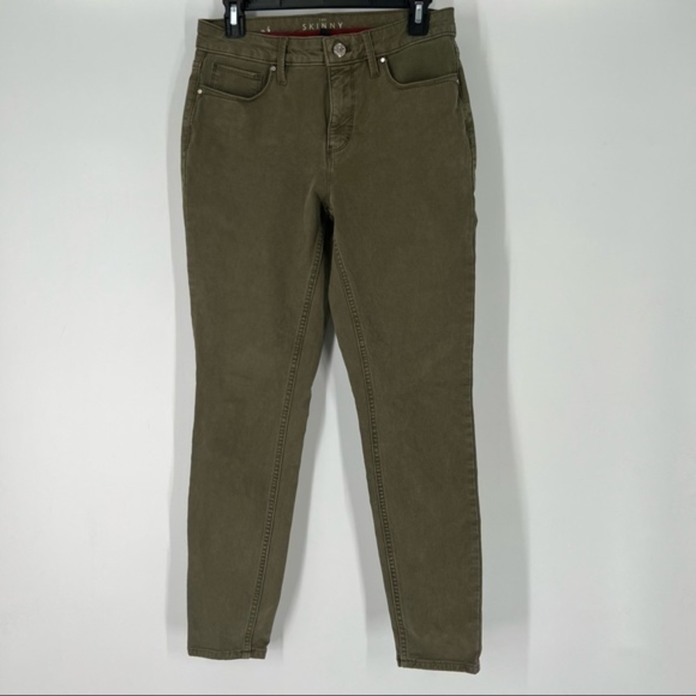 WHBM High Rise Skinny Ankle Jean olive green size 4